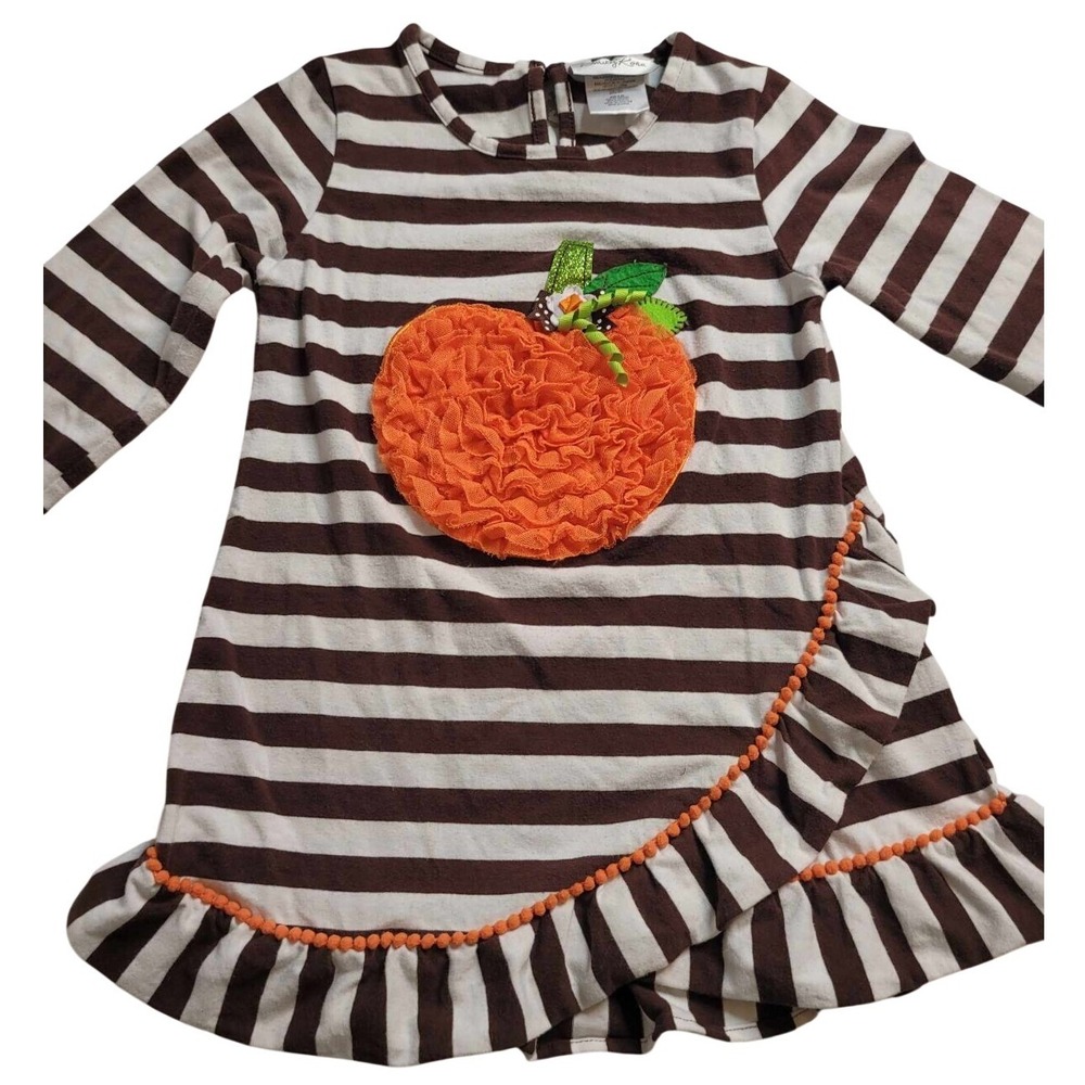 Emily Rose Girl's Size 8 Pumpkin Striped Tunic Thanksgiving Fall Halloween